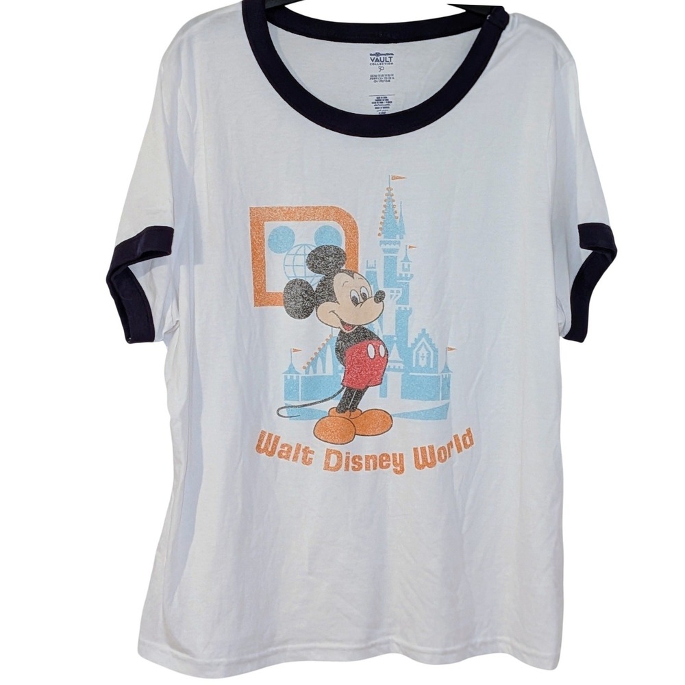 Disney World Vault Collection 50th Anniversary Mickey Mouse Ringer Tee White 1X
